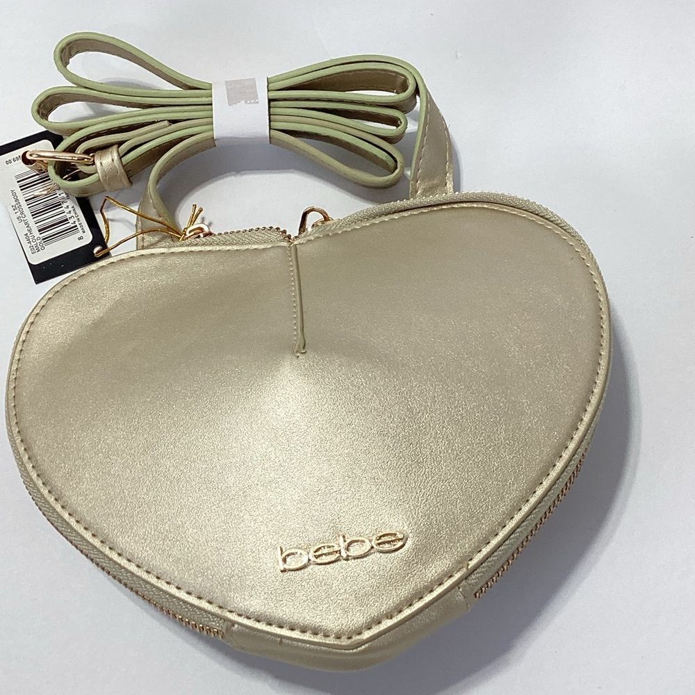 Bebe Heart-Shaped Crossbody Bag Gold Color NWT